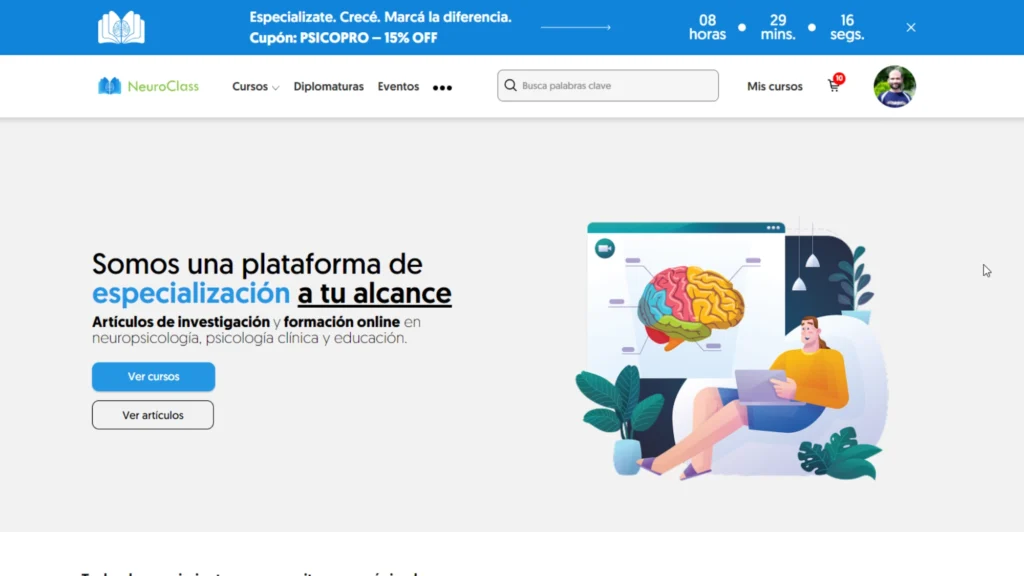 Desarrollo y mantenimiento técnico para plataformas educativas realizado por César Luis para NeuroClass